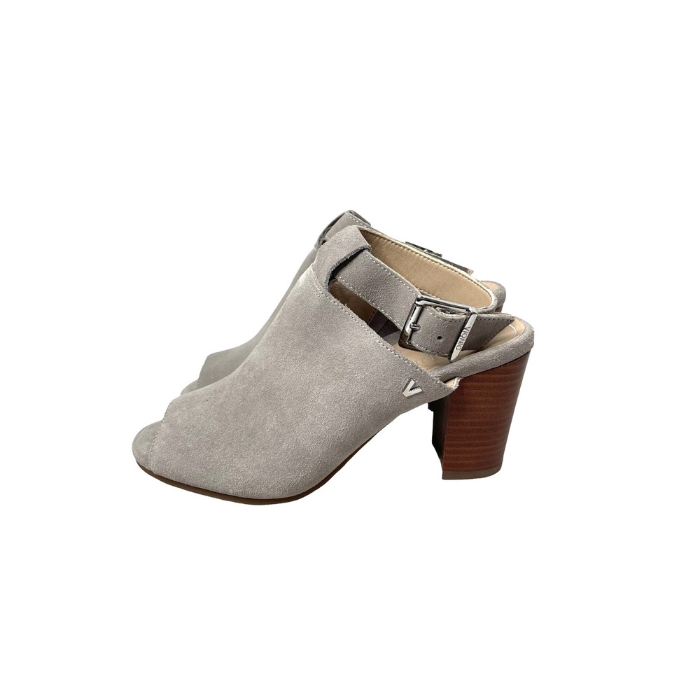 Vionic Kaia ankle strap suede Heeled Sandals Size 6.5 gray‎ block heel